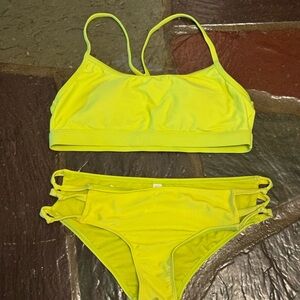 Vibrant Yellow Bikini with Strappy Details